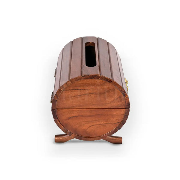 Wooden Wine Barrel Tissue Box