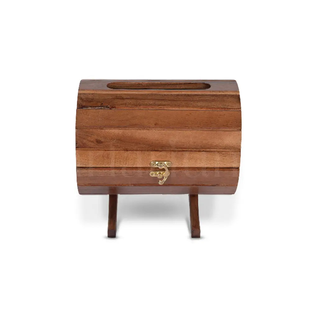 Wooden Wine Barrel Tissue Box