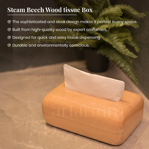 Steam Beech Wood Tissue Box