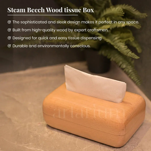 Steam Beech Wood Tissue Box