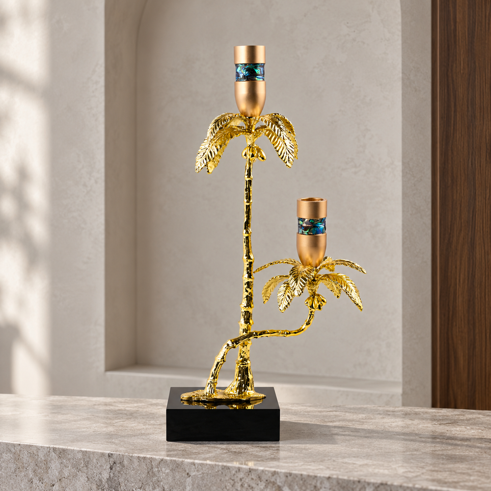 Coastal Luxe Palm Candle Holder 