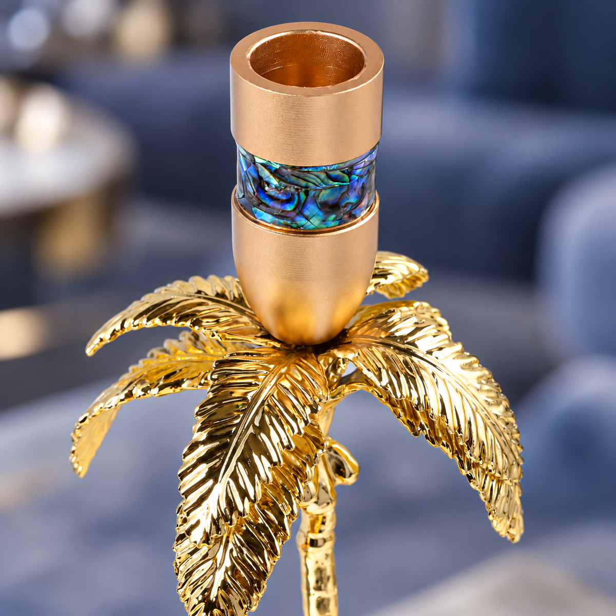 Coastal Luxe Palm Candle Holder 
