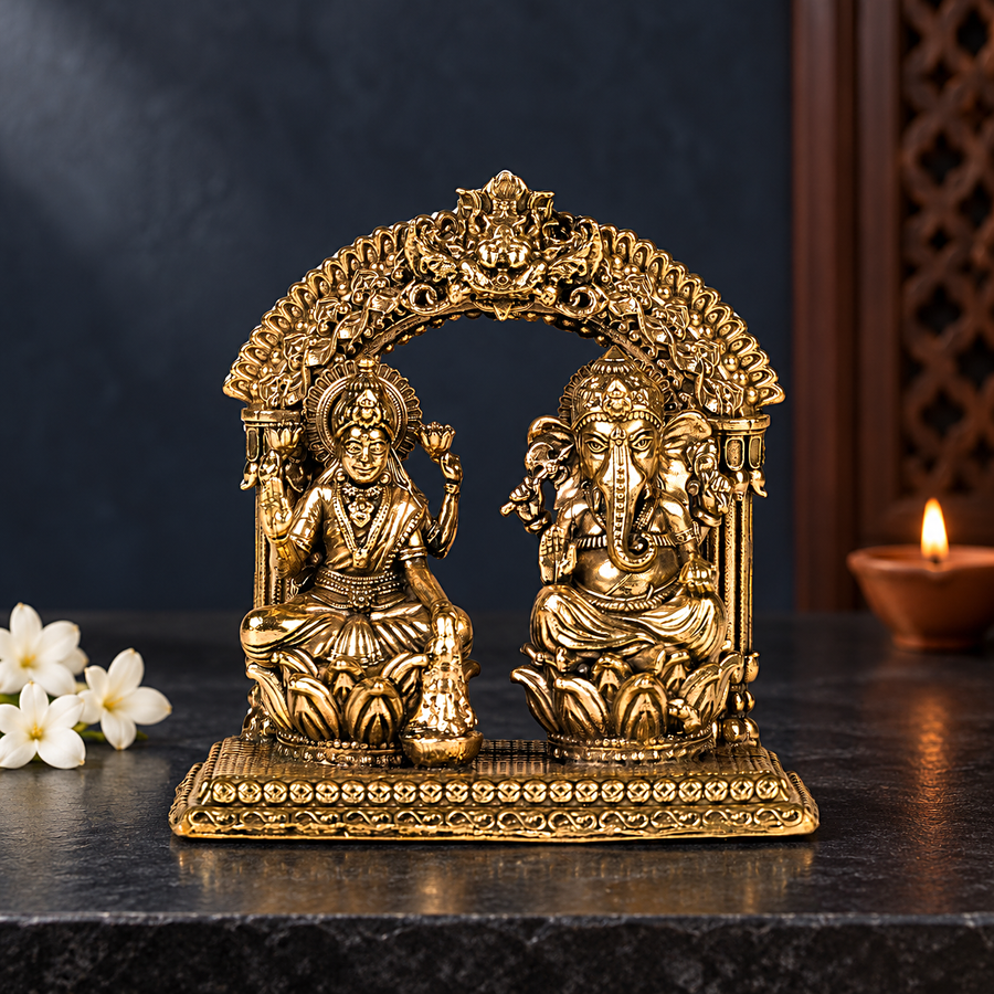 Brass Laxmi Ganesh Idol 