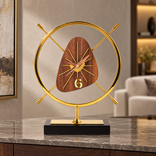 Walnut Wood Crystal Table Clock 