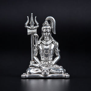 Meditating Lord Shiva Silver Plated 