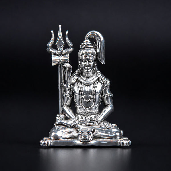 Meditating Lord Shiva Silver Plated 
