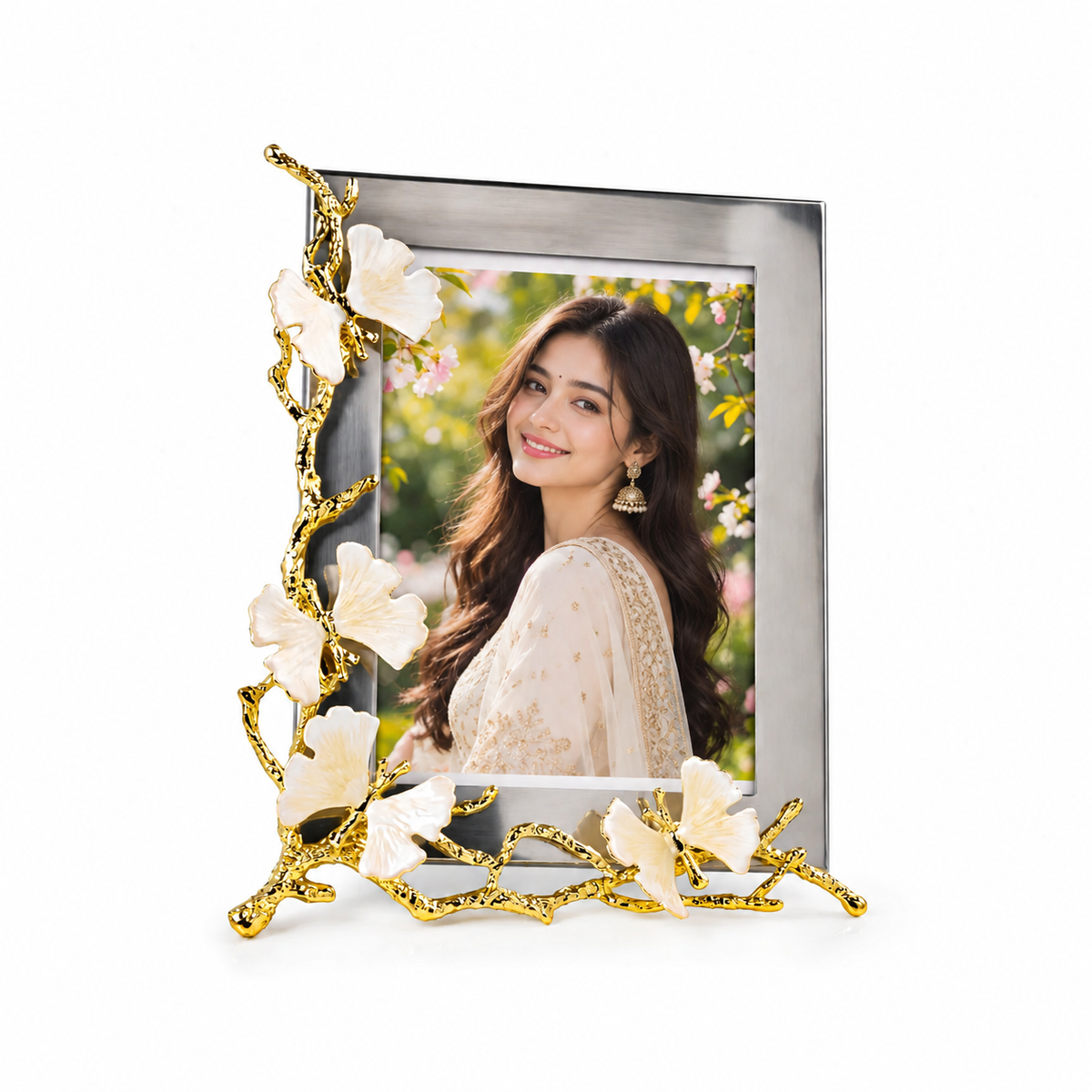 Gold Alloy Ginkgo Leaf Photo Frame 