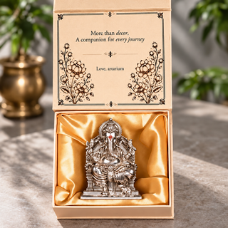 Lalitasana Ganesha Silver-Plated Idol with premium packaging 