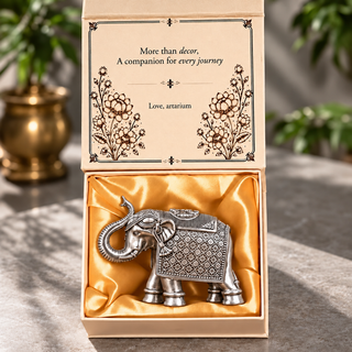 Antique Royal Elephant Silver-Plated Statue with premium packaging 