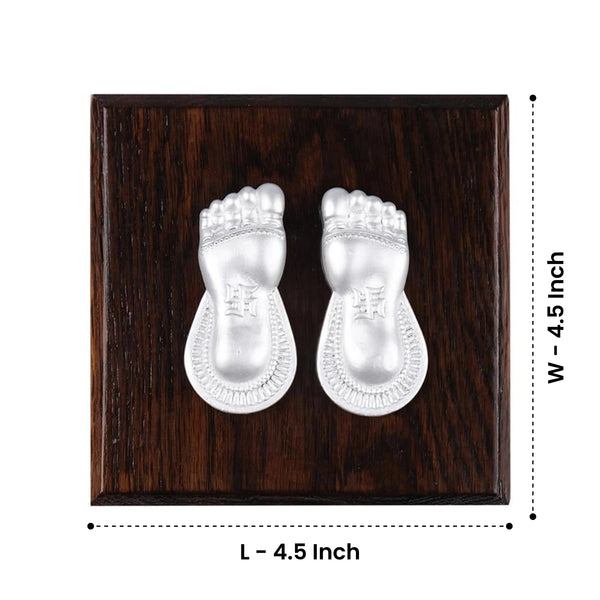 Laxmi Charan Paduka with Wooden Base 999 Silver Artarium