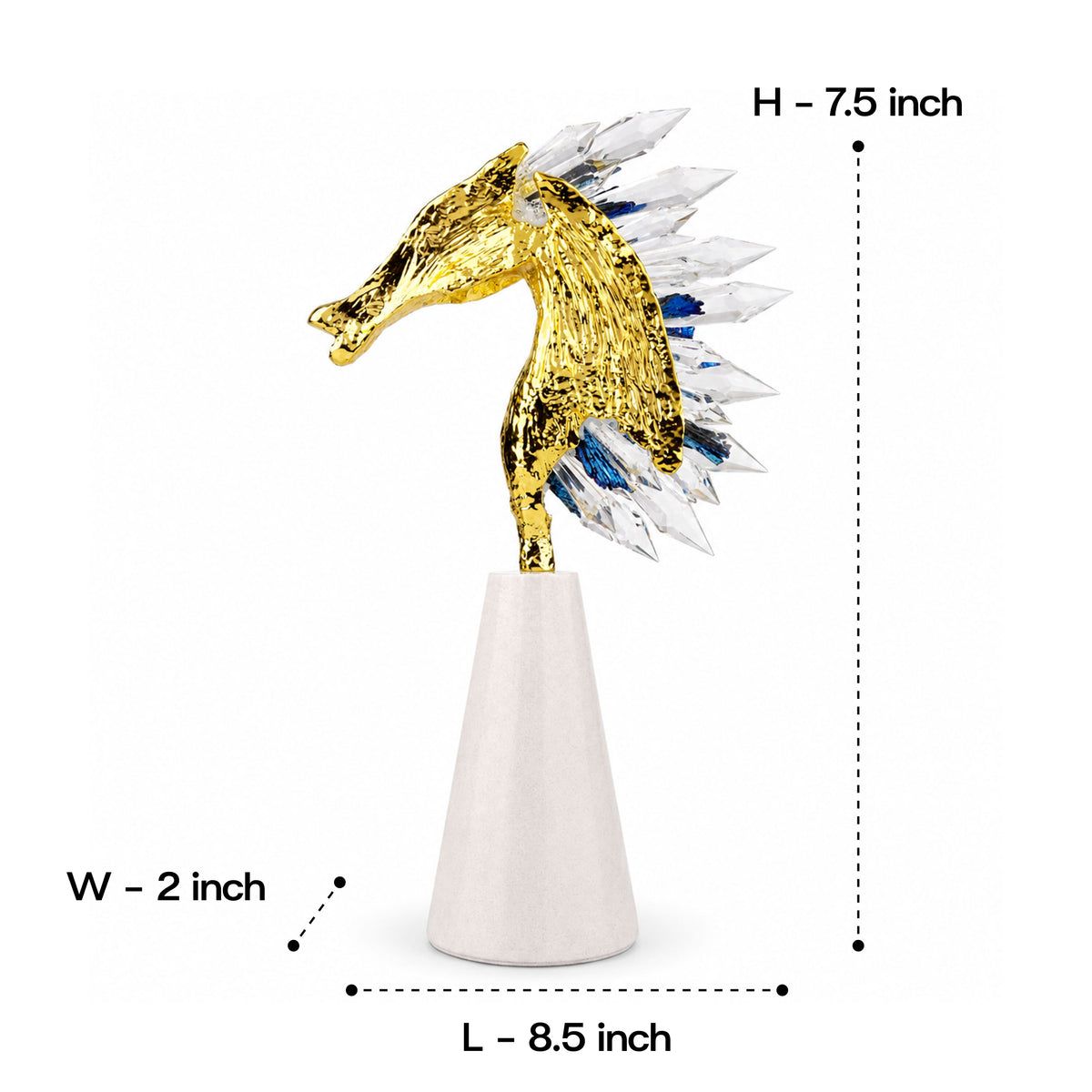 Tourmaline Crystal Golden Zinc Alloy Horse Figurine