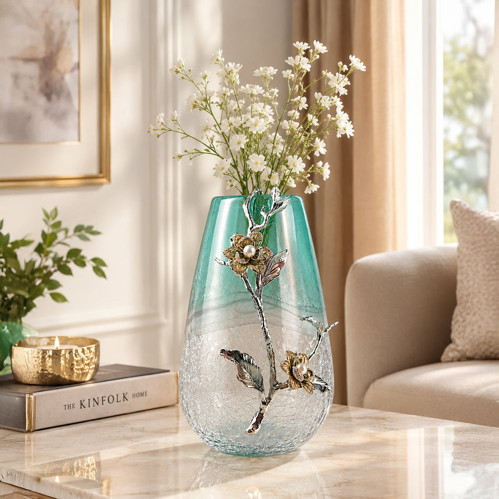 Zinc Alloy Biophilic Glass Flower Vase 