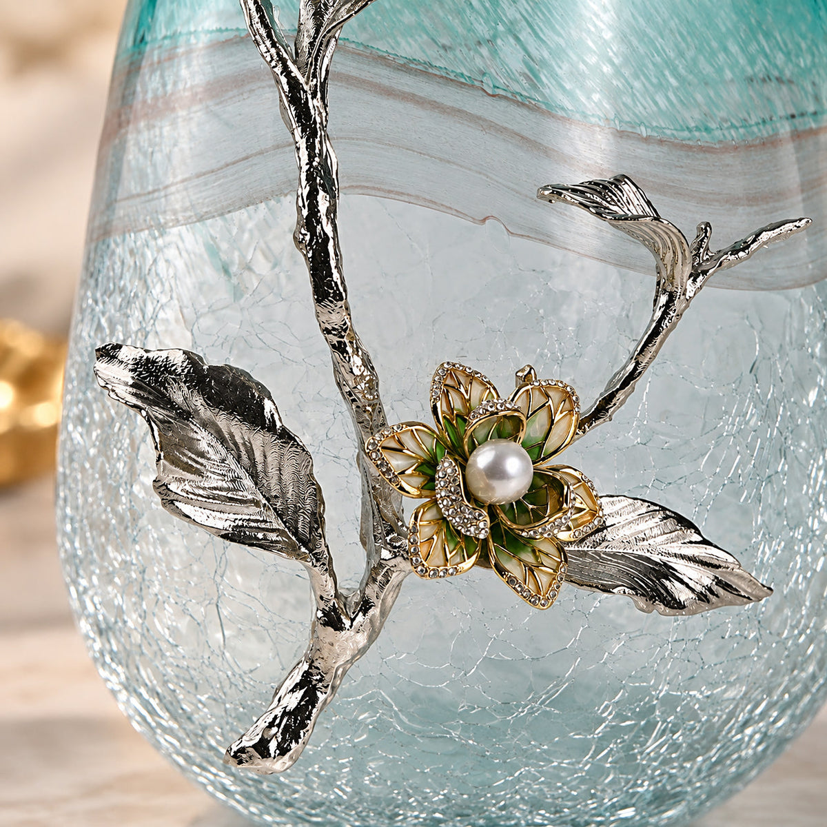 Zinc Alloy Biophilic Glass Flower Vase 