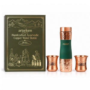 Green Hammered Bottle with cups with premium packaging