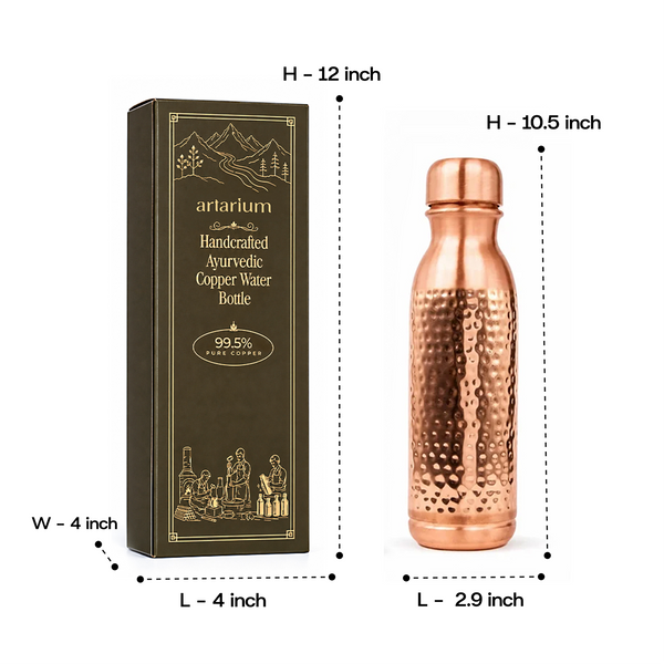 Ayurveda-Inspired Hammered Copper Bottle with Premium Packaging