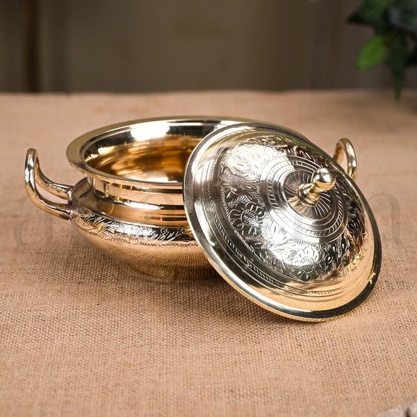 Handcrafted Brass Serving Pot With Lid