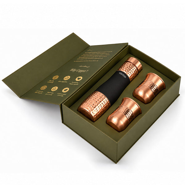 Hammered Bottle with cups with premium packaging