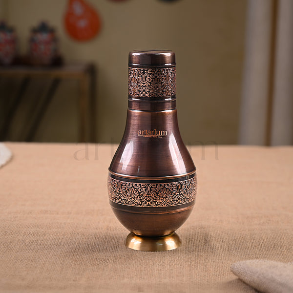 Antique Etching Pear Copper Jar