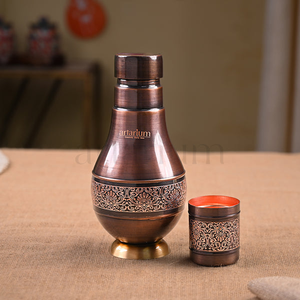 Antique Etching Pear Copper Jar