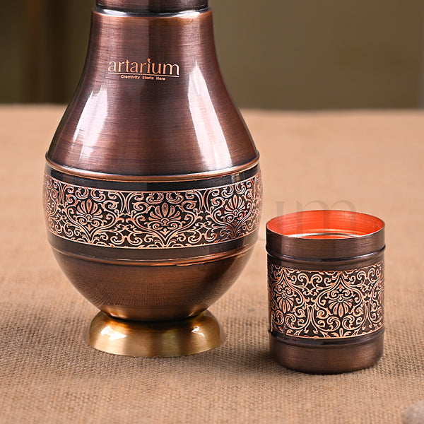 Antique Etching Pear Copper Jar