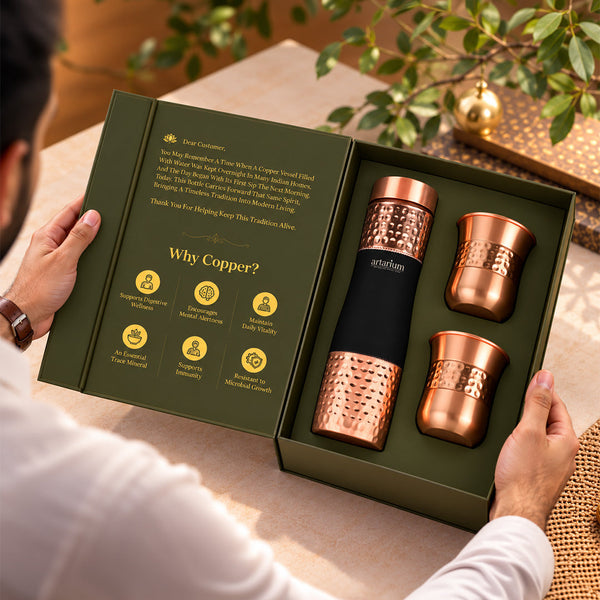 Hammered Bottle with cups with premium packaging