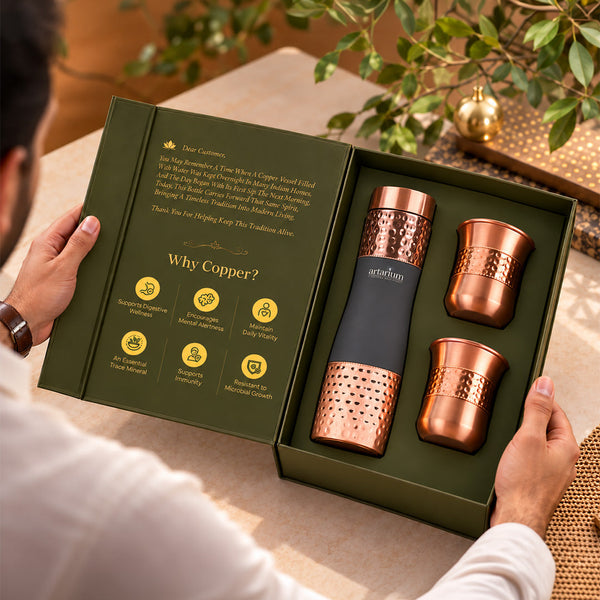 Hammered Bottle with cups with premium packaging