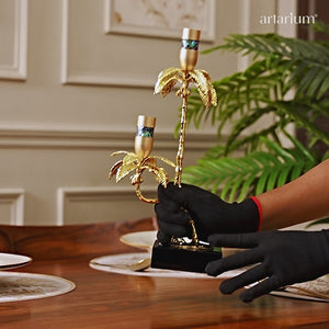 Coastal Luxe Palm Candle Holder