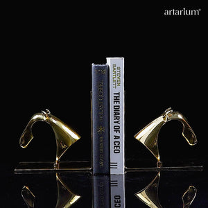 Gold Horse Head Brass Bookends