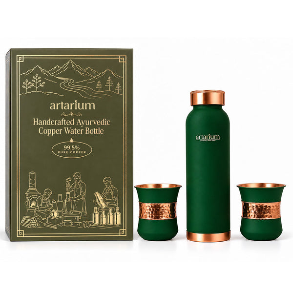 Copper Bottle with Cups with Premium Packaging