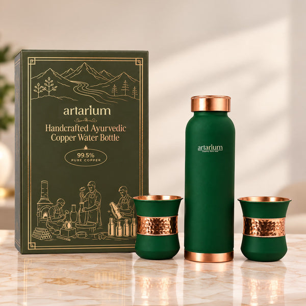 Copper Bottle with Cups with Premium Packaging