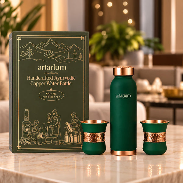 Copper Bottle with Cups with Premium Packaging
