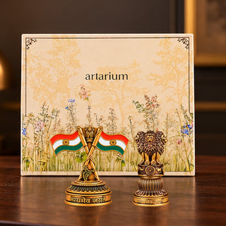 National Flag & Ashok Stambh Combo with Gift Box 