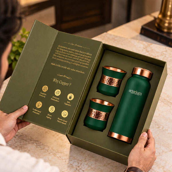 Copper Bottle with Cups with Premium Packaging